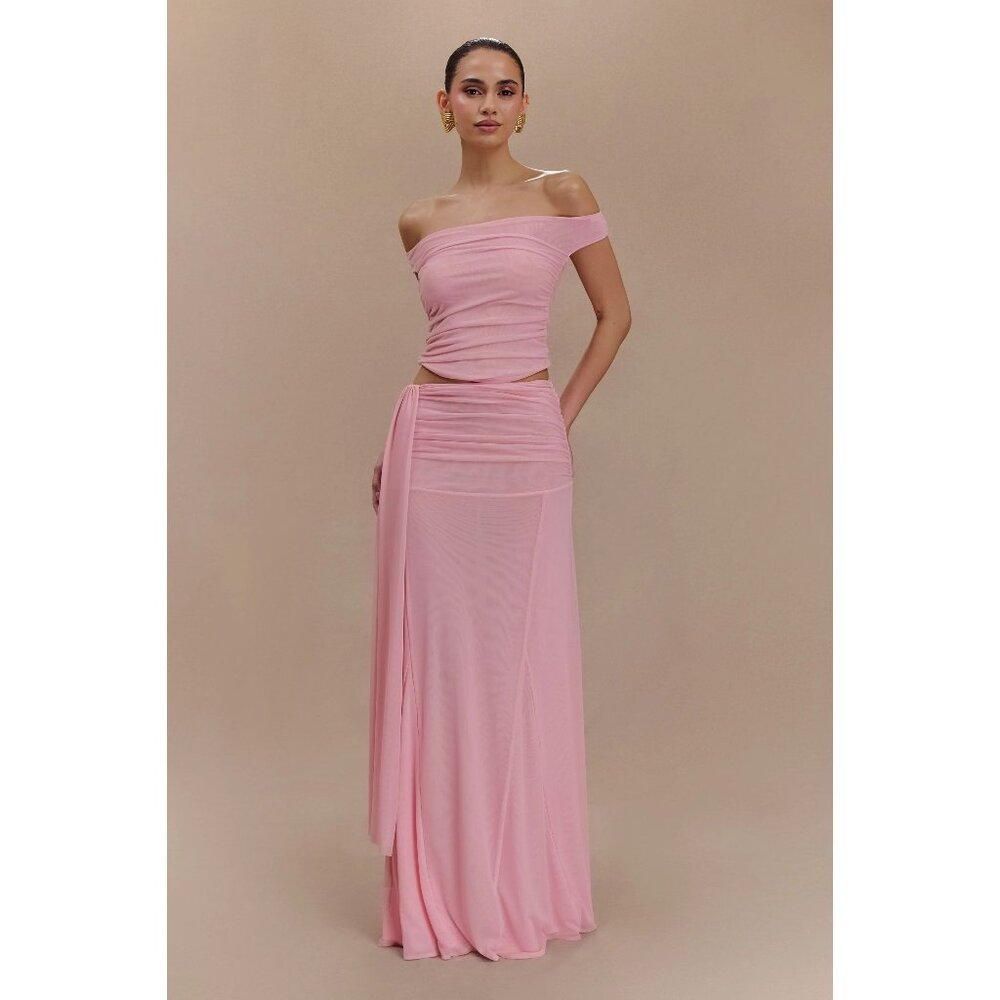 Meshki Brooklyn Mesh Crop Top in Candy Pink